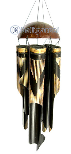Bamboo Windchime, Painted Bamboo With Coconut