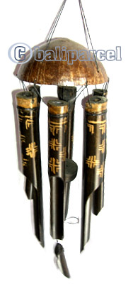 Bamboo Windchime, Painted Bamboo With Coconut