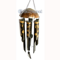 Bamboo Windchime, Painted Bamboo With Coconut