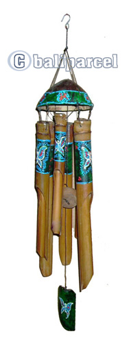 Bamboo Windchime, Painted Bamboo With Coconut