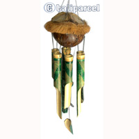 Painted Bamboo Windchime, With Coconut Bird House