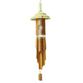 Bamboo Windchime, Natural Bamboo With Grass Bird House.