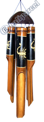Bamboo Windchime, Painted Bamboo With Coconut