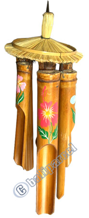 Bamboo Windchime Handpainted With Grass Bird House