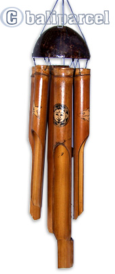Bamboo Windchime, Painted Bamboo With Coconut