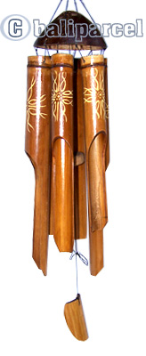 Bamboo Windchime, Painted Bamboo With Coconut