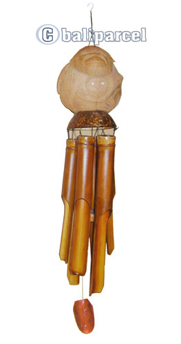 Bamboo Windchime, Natural Bamboo With Coconut Bird House