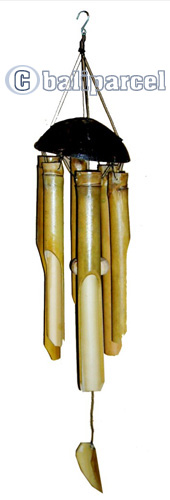 Bamboo Windchime, Natural Bamboo With Coconut Bird House