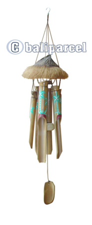 Bamboo Windchime, Painted Bamboo With Coconut