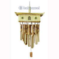 Bamboo Windchime, Burned Bamboo With Grass Bird House.