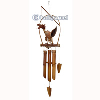 Polished Bamboo Windchime, With Bird