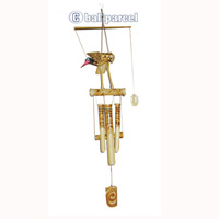 Polished Bamboo Windchime, With Bird