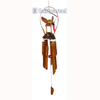 Polished Bamboo Windchime, With Bird