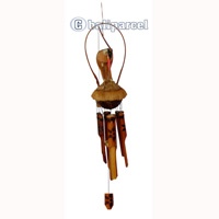 Painted Bamboo Windchime, With Bird