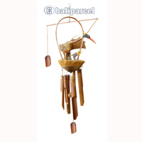Natural Bamboo Windchime, With Bird And Babies