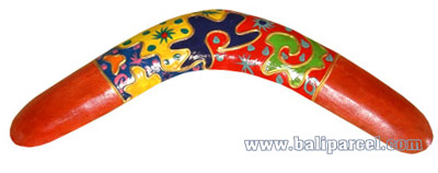 Aboriginal Crazy Color Boomerang, Hand Carved From Albesia Wood