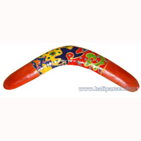 Aboriginal Crazy Color Boomerang, Hand Carved From Albesia Wood