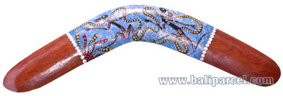Aboriginal Dot Art Boomerang, Hand Carved From Albesia Wood
