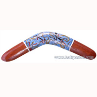Aboriginal Dot Art Boomerang, Hand Carved From Albesia Wood