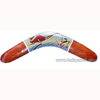 Aboriginal Dot Art Boomerang, Hand Carved From Albesia Wood