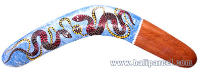 Aboriginal Dot Art Boomerang, Hand Carved From Albesia Wood