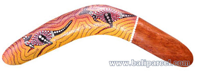 Aboriginal Dot Art Boomerang, Hand Carved From Albesia Wood