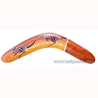 Aboriginal Dot Art Boomerang, Hand Carved From Albesia Wood