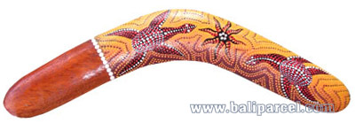 Aboriginal Dot Art Boomerang, Hand Carved From Albesia Wood
