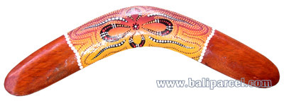 Aboriginal Dot Art Boomerang, Hand Carved From Albesia Wood