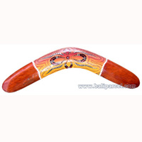 Aboriginal Dot Art Boomerang, Hand Carved From Albesia Wood