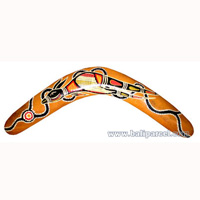 Aboriginal Dot Art Boomerang, Hand Carved From Albesia Wood