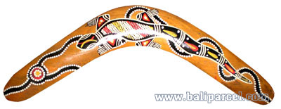 Aboriginal Dot Art Boomerang, Hand Carved From Albesia Wood