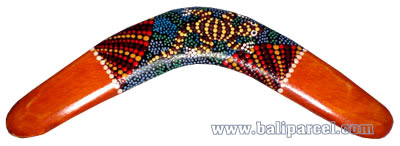 Aboriginal Dot Art Boomerang, Hand Carved From Albesia Wood