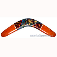 Aboriginal Dot Art Boomerang, Hand Carved From Albesia Wood