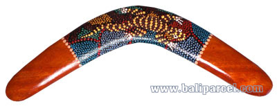 Aboriginal Dot Art Boomerang, Hand Carved From Albesia Wood