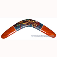 Aboriginal Dot Art Boomerang, Hand Carved From Albesia Wood