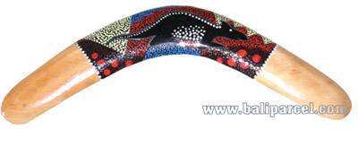 Aboriginal Dot Art Boomerang, Hand Carved From Albesia Wood