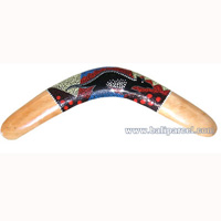 Aboriginal Dot Art Boomerang, Hand Carved From Albesia Wood