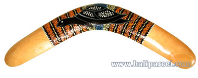 Aboriginal Dot Art Boomerang, Hand Carved From Albesia Wood
