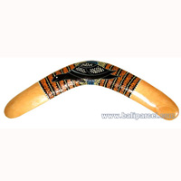 Aboriginal Dot Art Boomerang, Hand Carved From Albesia Wood