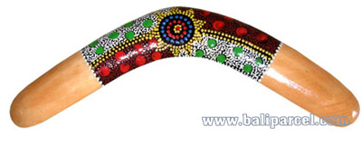 Aboriginal Dot Art Boomerang, Hand Carved From Albesia Wood