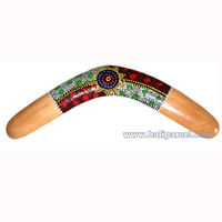 Aboriginal Dot Art Boomerang, Hand Carved From Albesia Wood