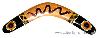 Aboriginal Dot Art Boomerang, Hand Carved From Albesia Wood