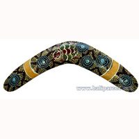 Aboriginal Dot Art Boomerang, Hand Carved From Albesia Wood