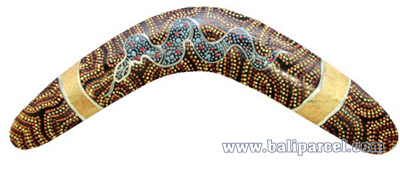 Aboriginal Dot Art Boomerang, Hand Carved From Albesia Wood