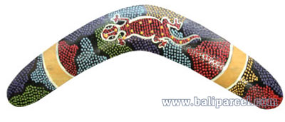 Aboriginal Dot Art Boomerang, Hand Carved From Albesia Wood