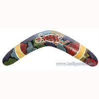 Aboriginal Dot Art Boomerang, Hand Carved From Albesia Wood