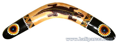 Aboriginal Dot Art Boomerang, Hand Carved From Albesia Wood