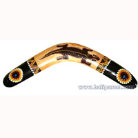 Aboriginal Dot Art Boomerang, Hand Carved From Albesia Wood