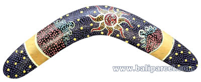 Aboriginal Dot Art Boomerang, Hand Carved From Albesia Wood